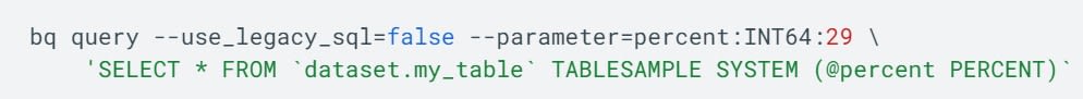 BigQuery Random Sampling - Bq Command.